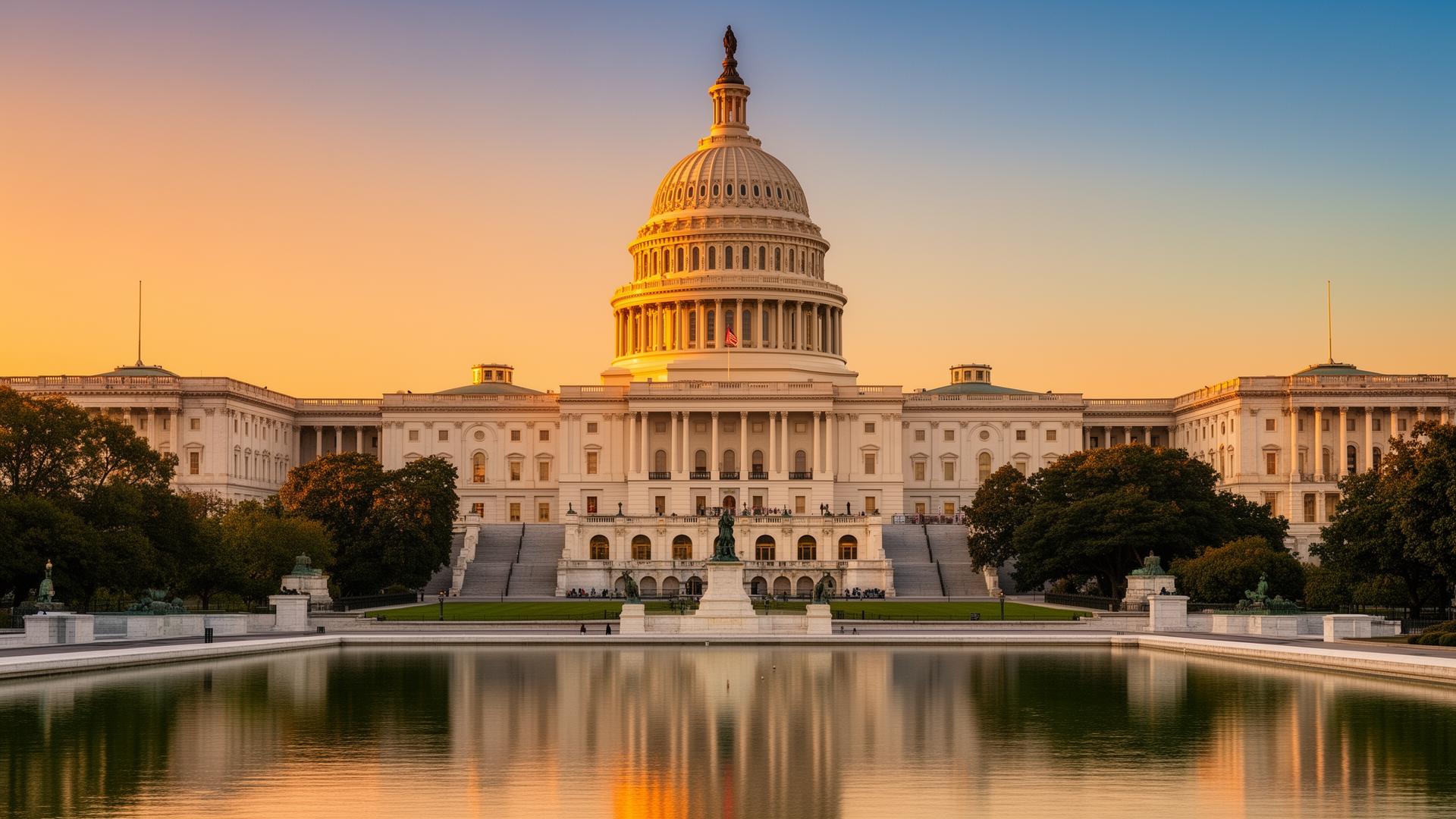 United States Capitol building at golden hour in Washington, DC